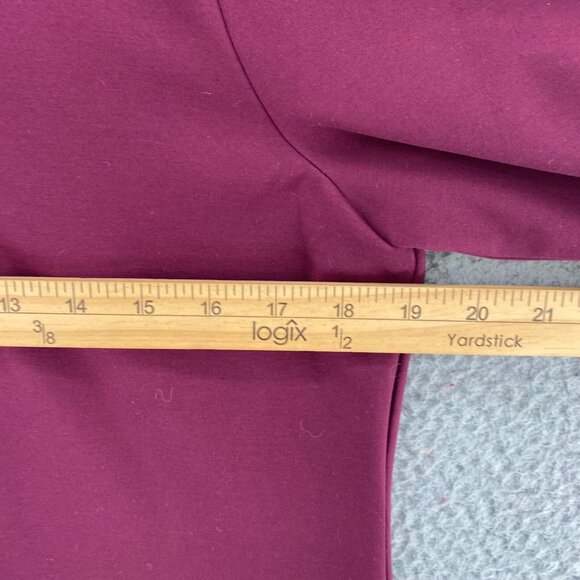 Chicos Top Womens 1 US Medium Burgundy Ponte Collared Long Sleeve Tunic Stretch - Picture 7 of 10